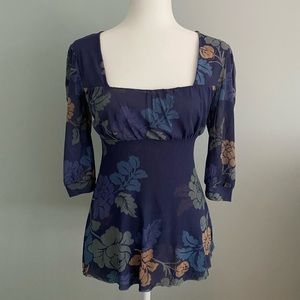 Anthropologie Tie-Back 3/4 Sleeve Top